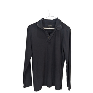 Banana Republic 1/4 Zip Shirt Black Long Sleeve Medium Cotton